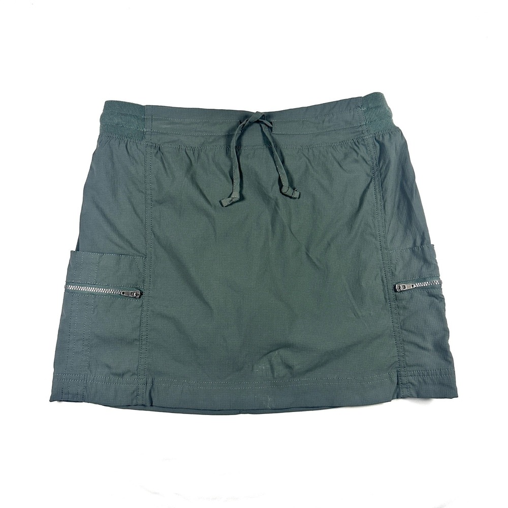 Te Verde Green Athletic Cargo Skort Drawstring Waist Zipper Pockets Small